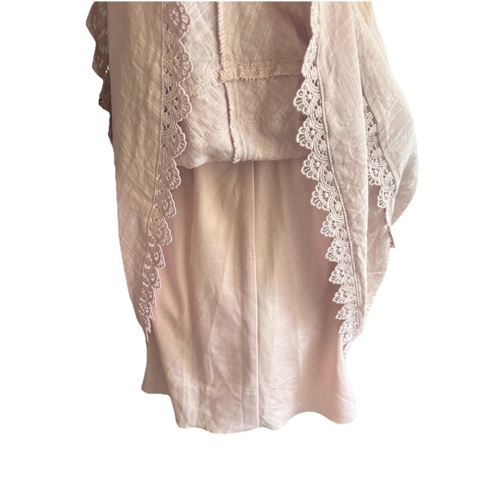 City Studio 100% Cotton Mini Dress- Mauve Light Rose Pink- Crochet Trim- Sz 10 - Picture 5 of 7
